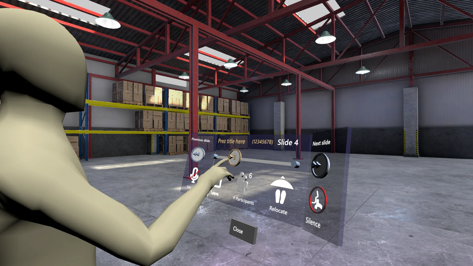 3D mock-up of the Presenter UI in ShapesXR