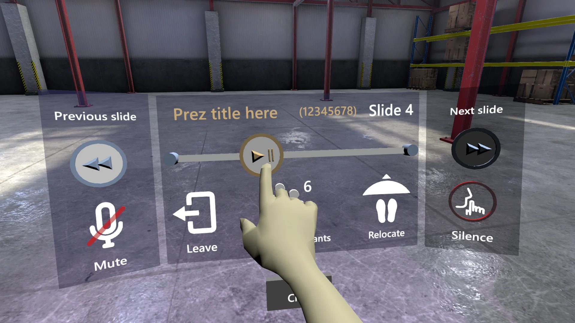 3D mock-up of the Presenter UI in ShapesXR, alternate view