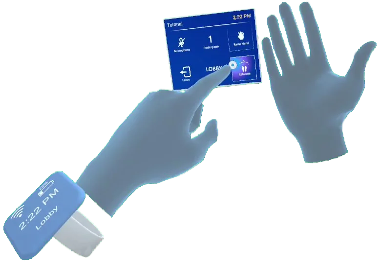 Spectator UI palm menu captured in passthrough on Quest 2